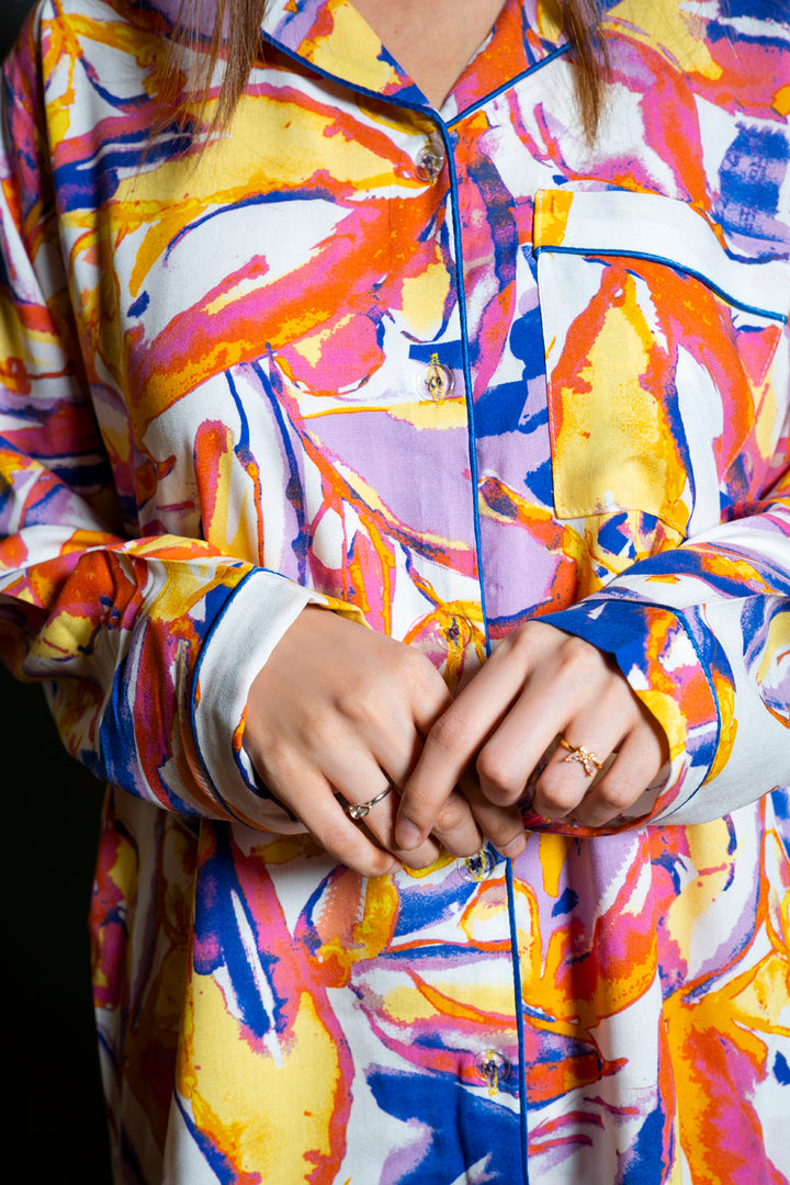 Multicolour Abstract PJ Set