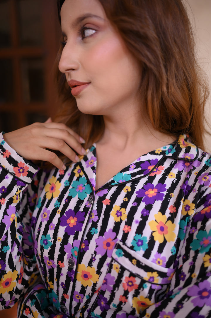 STRIPES FLORAL PJ Set